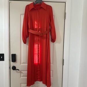 Red/Orange Maxi Dress with Belt